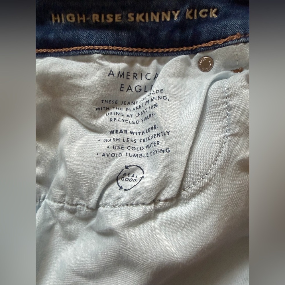 AE Next Level High-Waisted Skinny Kick Jeans /14, Tinted Medium/ - Picture 3 of 8